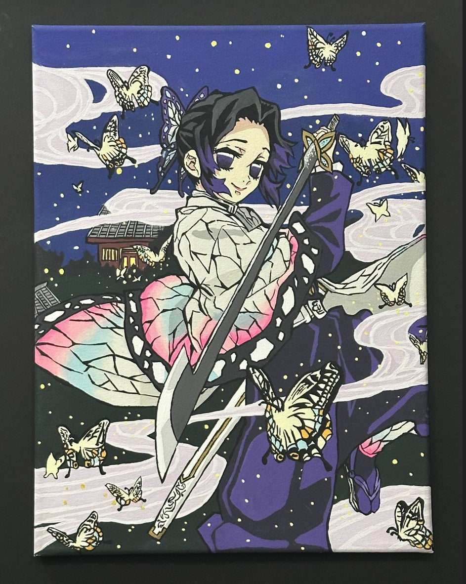Demon Slayer Shinobu Kocho Anime Painting on Canvas 12" x 16"