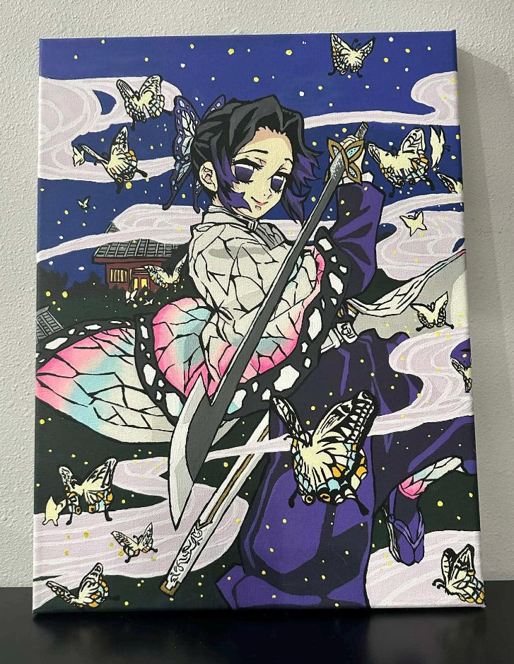 Demon Slayer Shinobu Kocho Anime Painting on Canvas 12" x 16"