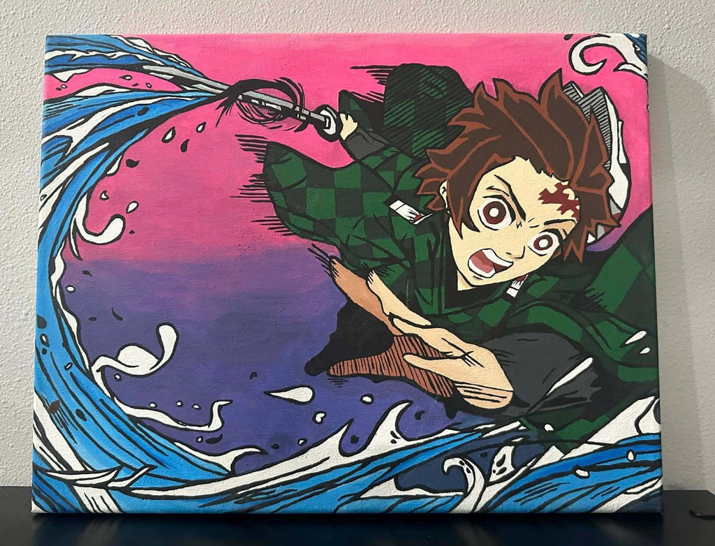 Demon Slayer Tanjiro Kamado Anime Painting on Canvas 11" x 14"