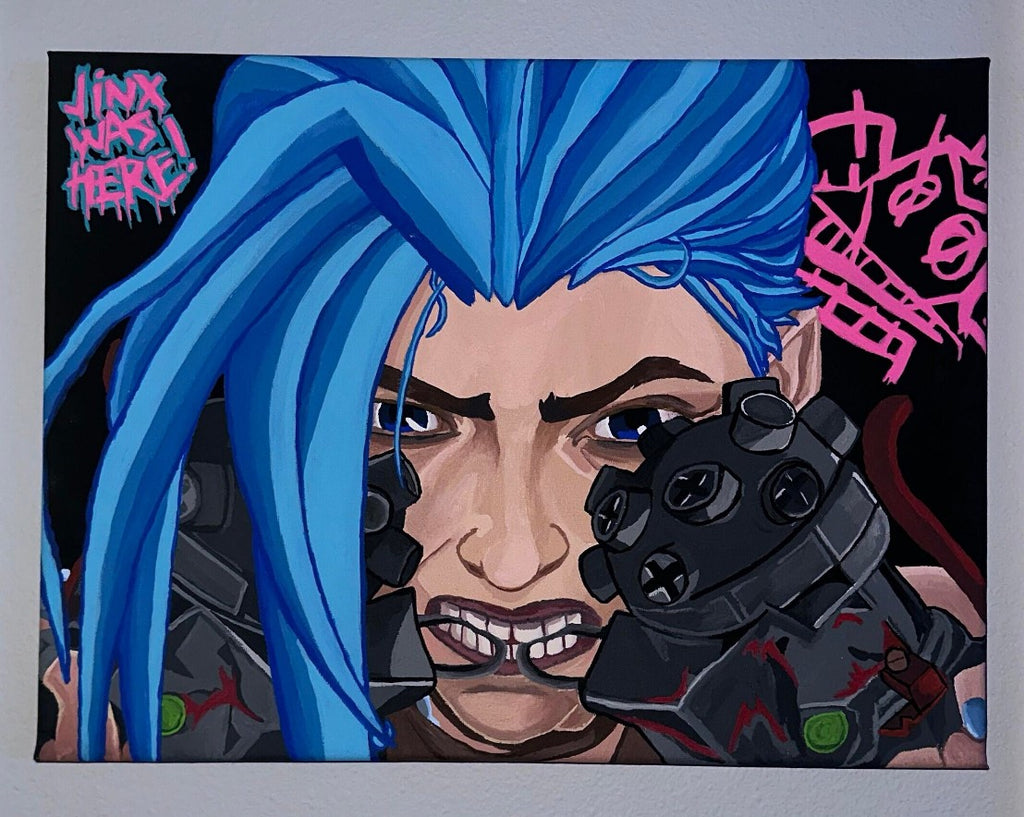 League of Legends Arcane Jinx Anime Painting on Canvas 12" x 16"