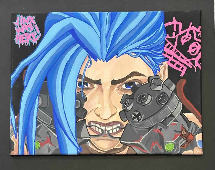 League of Legends Arcane Jinx Anime Painting on Canvas 12" x 16"