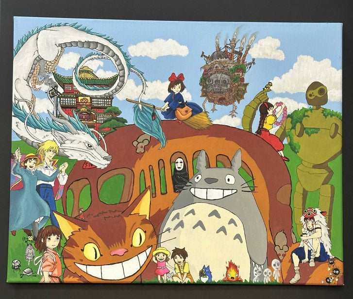 Collage of Studio Ghibli Magic Anime Painting on Canvas 16" x 20"