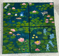 Studio Ghibli Anime Set of 4 Pond Collage Painting on Canvas 4" x 4" with Mini Easels