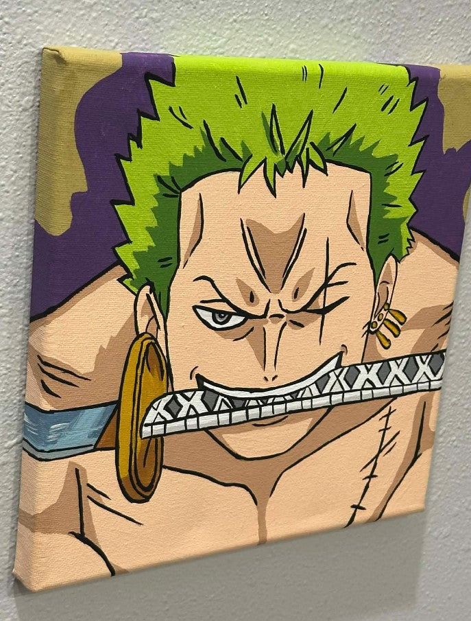 One Piece Roronoa Zoro Anime Painting on Canvas 8" x 8"