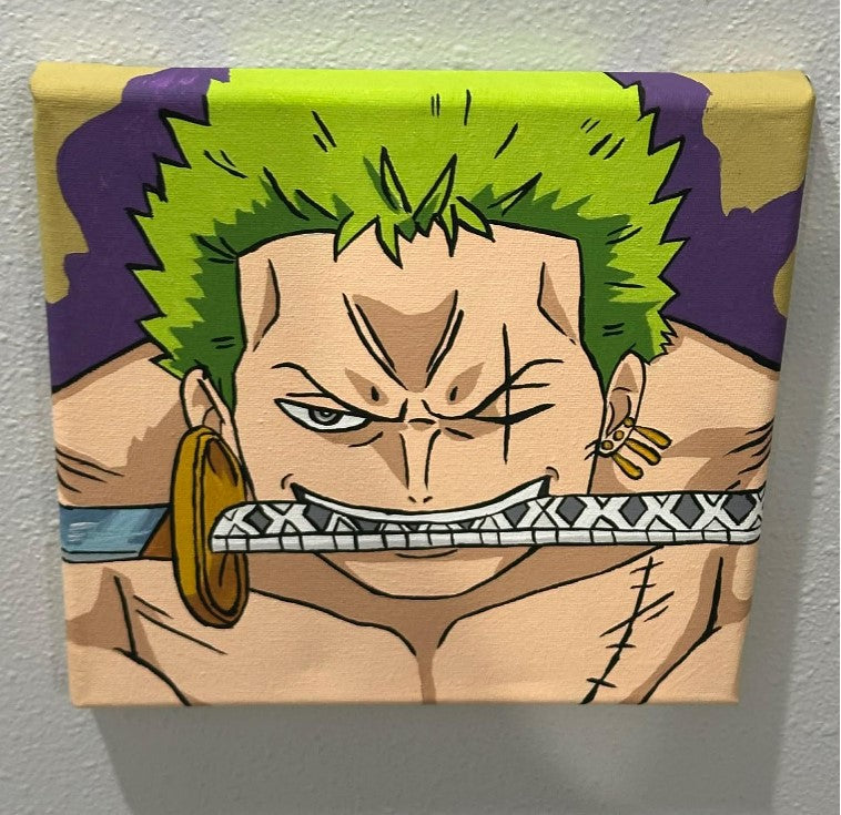 One Piece Roronoa Zoro Anime Painting on Canvas 8" x 8"