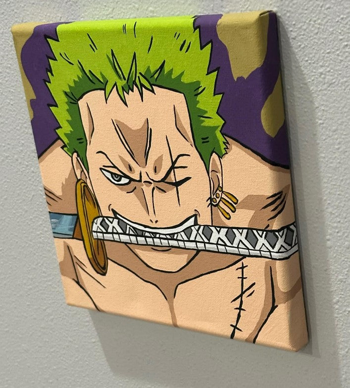 One Piece Roronoa Zoro Anime Painting on Canvas 8" x 8"