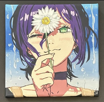 Chainsaw Man Anime Reze Flower Painting on Canvas 8" x 8"