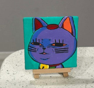 Set of 6 Dandadan Anime Paintings on Canvas 4" x 4" with Mini Easels : Okarun Momo Jiji Grandma Turbo Granny Aira