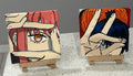 Chainsaw Man Set of 2 Anime Painting on Canvas 4" x 4" with Mini Easels