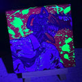 Chainsaw Man Anime Denji Blacklight Painting on Canvas 4" x 4" with Mini Easel
