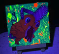 Chainsaw Man Anime Pochita Blacklight Painting on Canvas 4" x 4" with Mini Easel