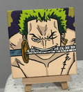 One Piece Roronoa Zoro Painting on Canvas 4" x 4" with Mini Easel